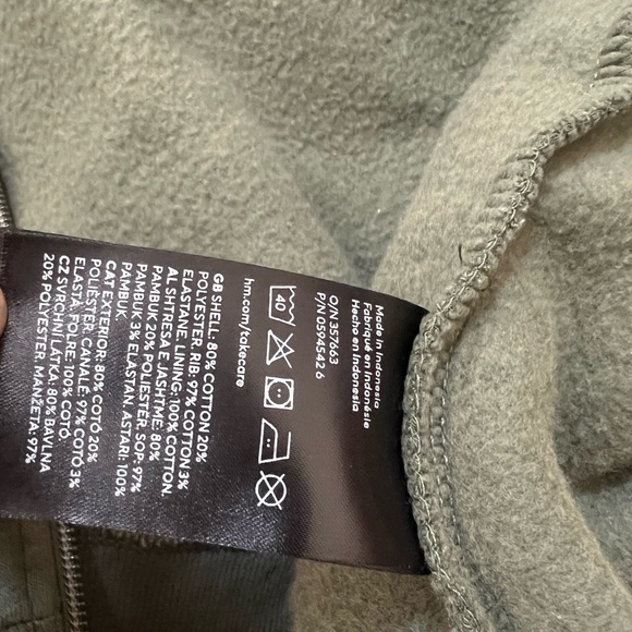 H&M Olive Green Zip-Up Hooded Jacket Size US 16-18 - Picture 7 of 8